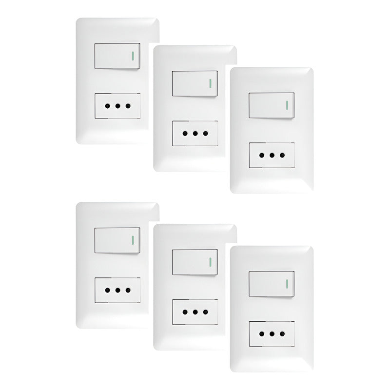 Pack X3 Interruptor Tomacorriente 10a 250v Hogar Oficina Blanco