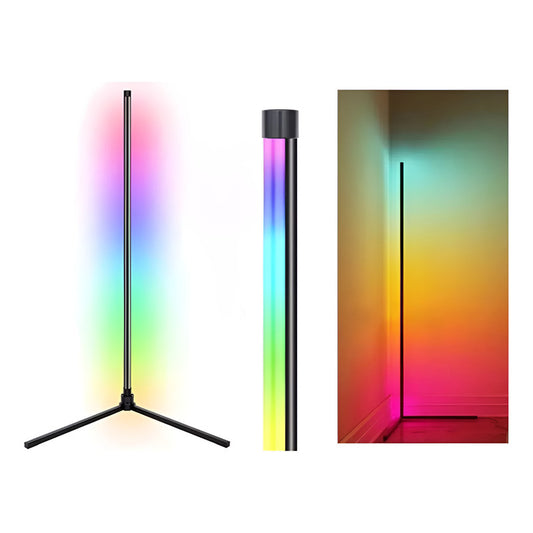 Lampara De Pie Con App Y Mando Moderna Led Rgb Con Control Blanco Negro