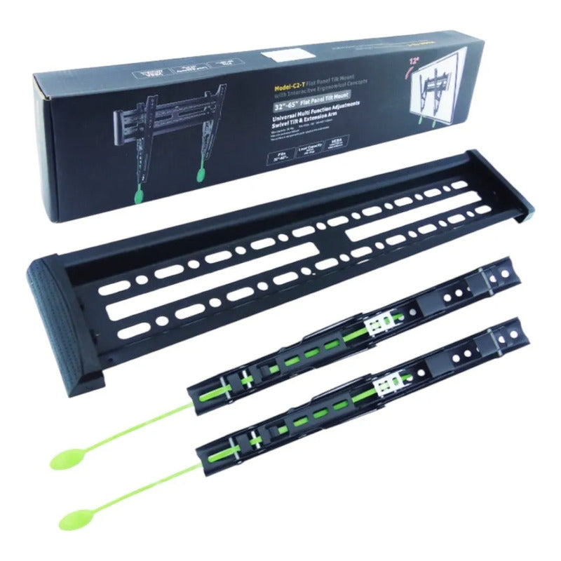 Soporte Tv De 32 A 65 Fijo Semi Inclinable Capacidad 36 Kg Negro