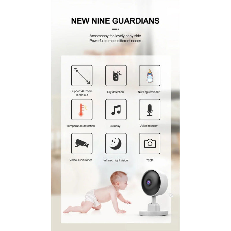 Baby Monitor Cámara Para Bebes Con Micrófono Visión Nocturna Blanco
