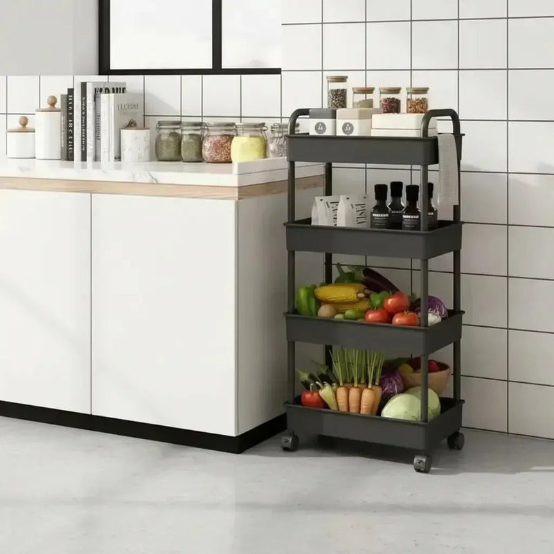 Estante Carrito Organizador Multiuso 4 Niveles Cocina Baño Negro