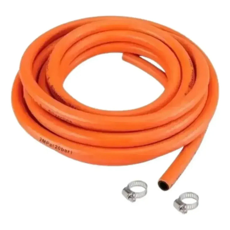 Manguera Para Gas Licuado Rollo 1.5 Metros + Abrazaderas Naranja