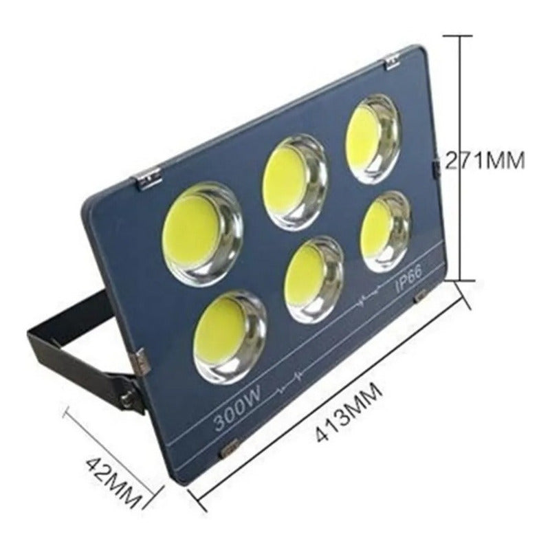 Foco 300w Led Exterior Resistente A La Lluvia Con Base Negro Blanco Frío