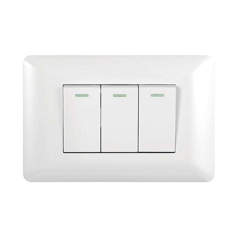 Interruptor Triple On/off 10a Blanco Para El Hogar Y Oficina
