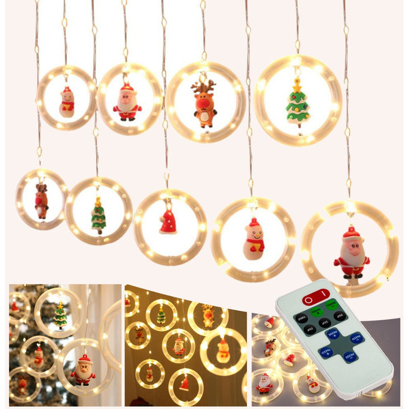 Cortina Guirnalda Led Aros Navidad Luz Decoración 3mts Usb
