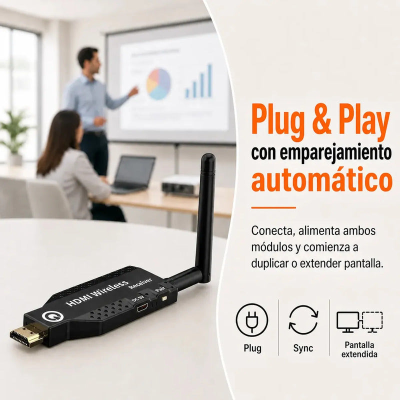Hdmi Inalámbrico Transmisor Y Receptor 50 Metros Para Tv Pc Notebook Plug & Play