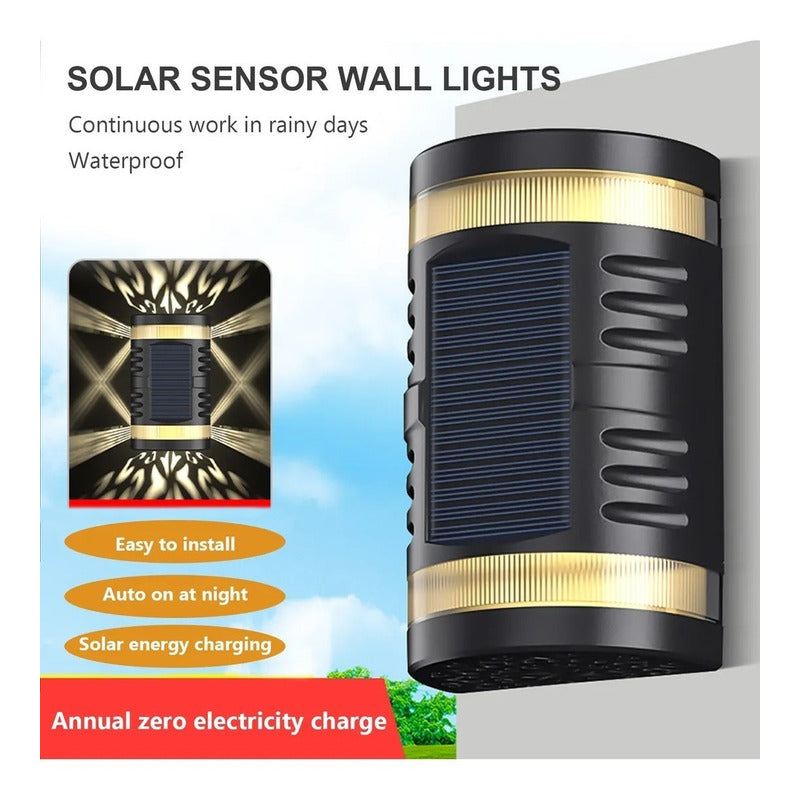 Aplique Solar Exterior Luz Jardin Grande Resiste Lluvia