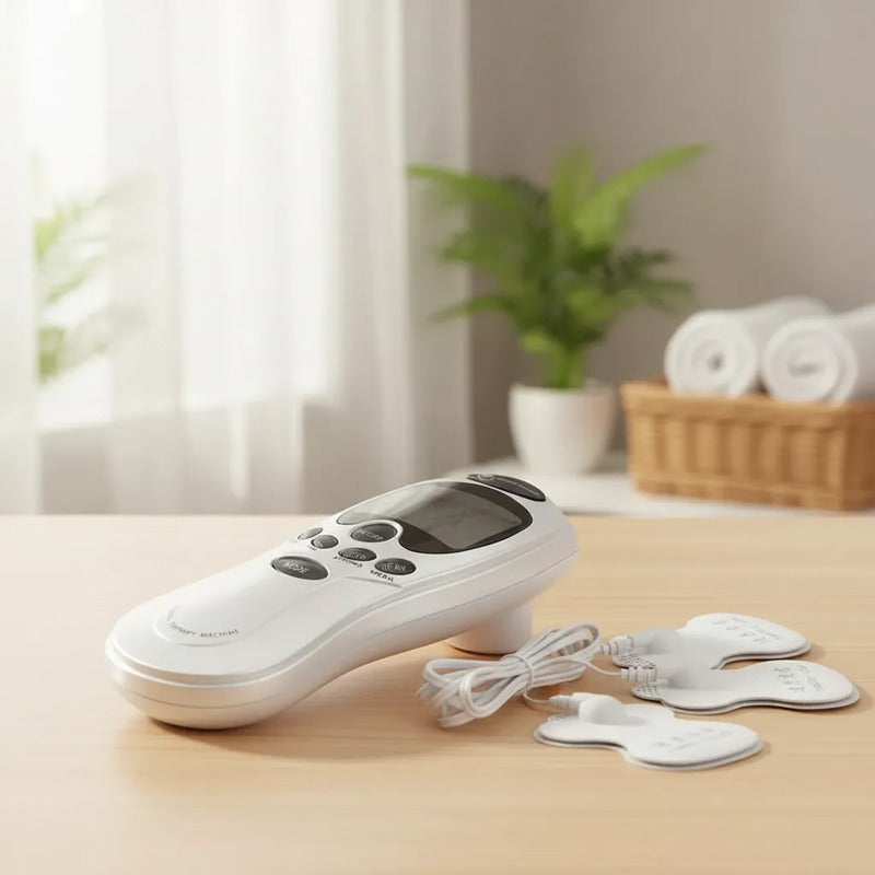 Electro Estimulador Tens Masajeador 4 Electrodos Blanco