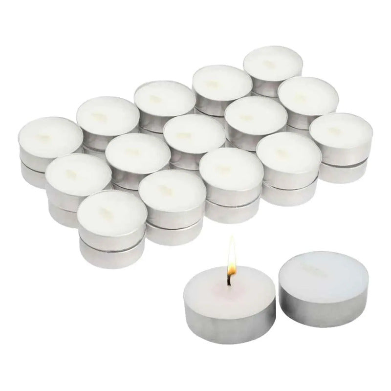 Pack Velas Tealight Blancas Decorativas Hogar Oficina 50/150 Blanco Lisa Sin Aroma 50