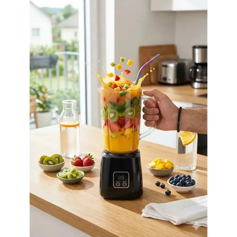 Licuadora Portátil Recargable 600ml Vaso Licuadora Usb Negro