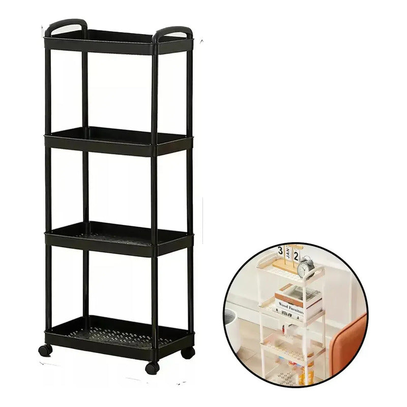 Estante Carrito Organizador Multiuso 4 Niveles Cocina Baño Negro