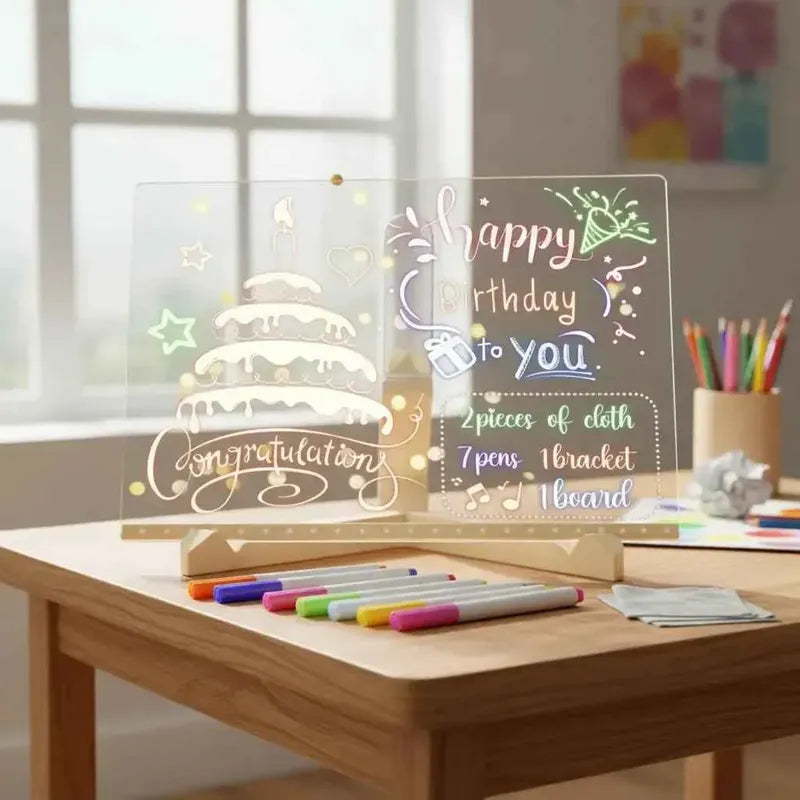 Pizarra Mágica Led Transparente 30x40 Con Soporte Y Plumones Agua