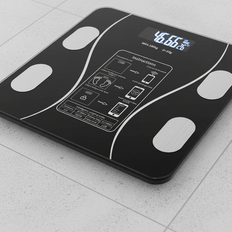 Balanza Pesa Digital Bluetooth Inteligente App Smart Baño Color Negro