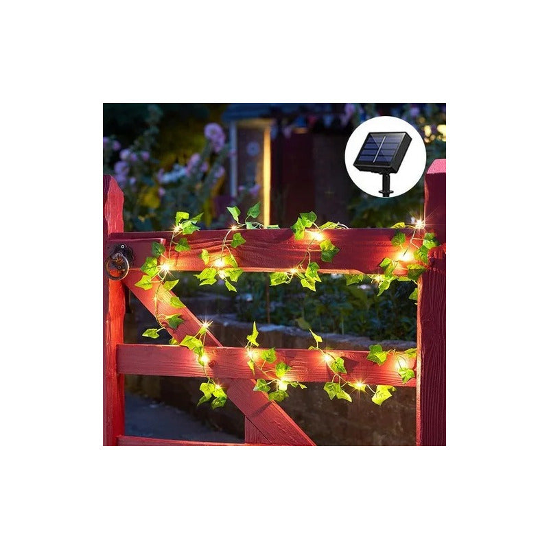 Pack X4 Guirnalda De Luces Solar Hoja De 5 Mts Envio Gratis Verde
