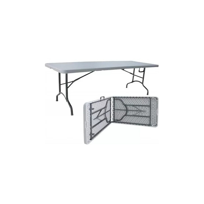 Mesa Plegable Tipo Maleta 1.80 Camping Resistente  Blanco