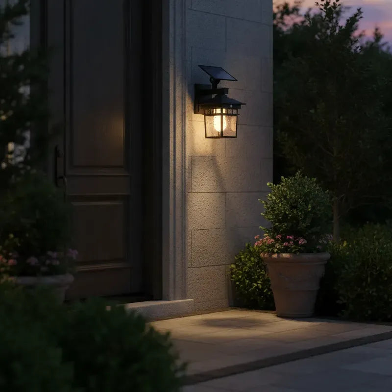 Lámpara Solar Exterior Luz Led Con Sensor De Movimiento Negro