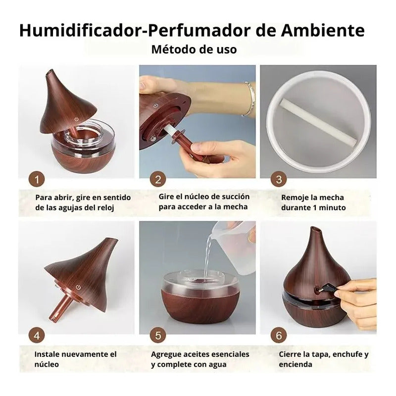 Humidificador Flama Llama Difusor De Aroma Efecto + Esencia  Blanco O Negro