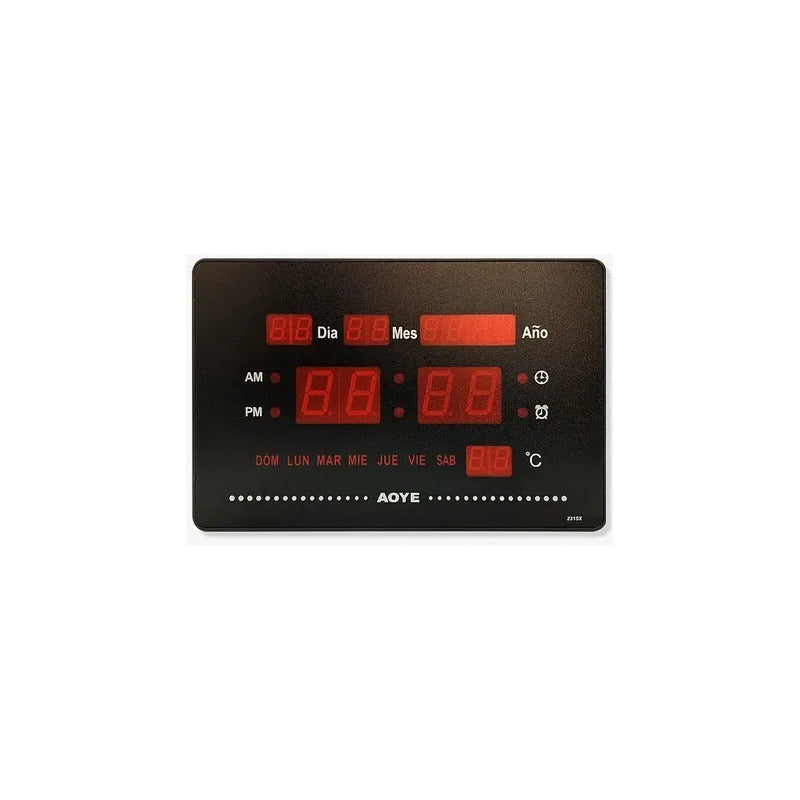 Reloj Digital Led Pared Temperatura Fecha Español Negro
