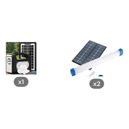 Kit Solar: Luz Emergencia Cargador Usb 3 Ampolletas Blanco Frío + 2 Tubos Led Emergencia 60w Usb