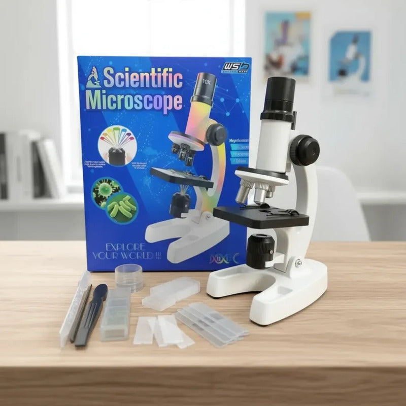 Microscopio Educativo Kit De Ciencia Para Niños Juguete Blanco