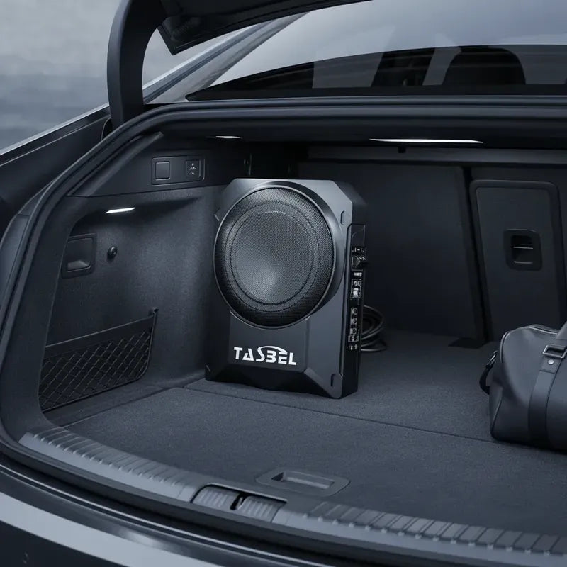 Subwoofer Tasbel 2800w Parlante Amplificado Rectangular Auto Negro