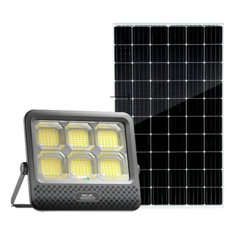 Foco Solar Con Panel Separado 600w + Control Remoto Ip67 Negro Blanco Frío