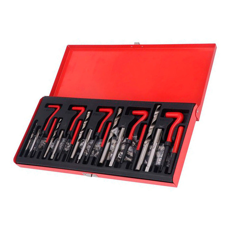 Kit Reparación Roscas Dañadas Insertos Helicoidales Maleta Rojo