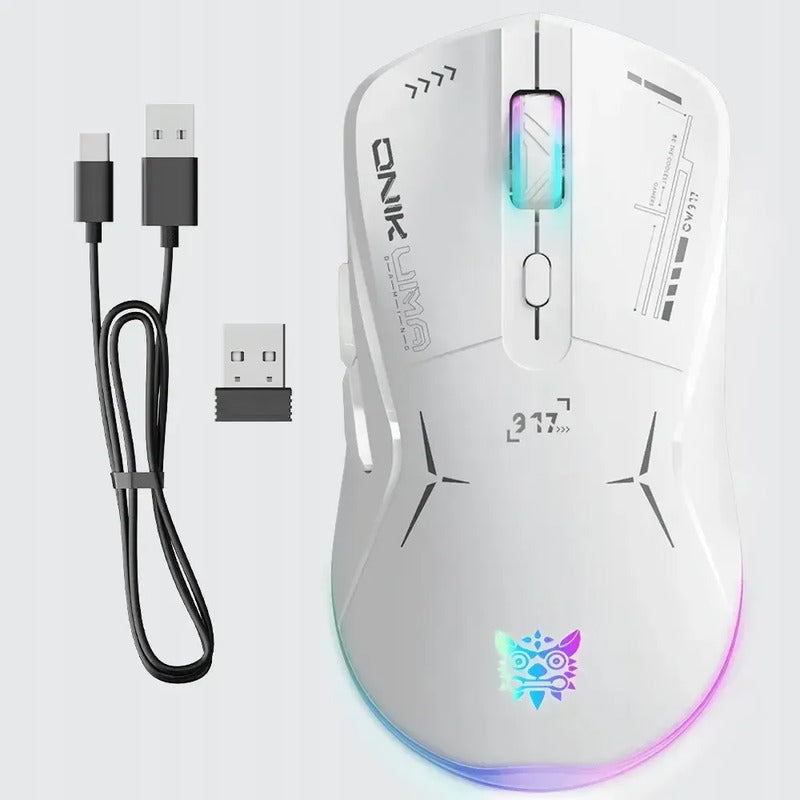 Mouse Recargable Gamer Inalámbrico D5 3.0 Usb 3600 Dpi Blanco