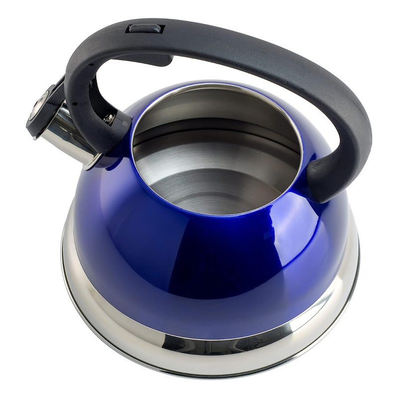 Tetera Acero Inoxidable 2.5lts Silbadora Mango Plástico Azul