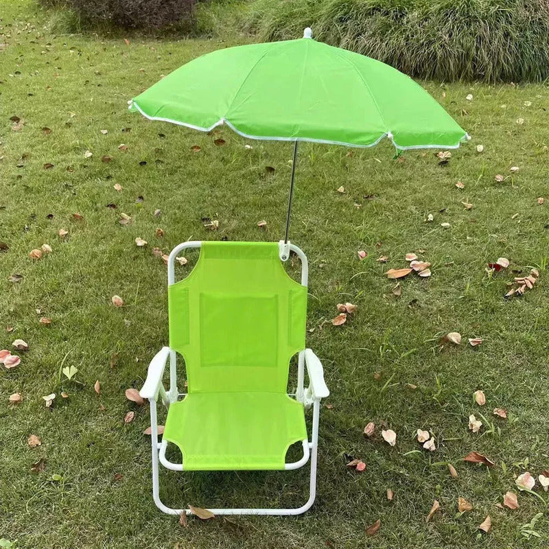 Silla Plegable Camping Animales Niños, Con Sombrilla