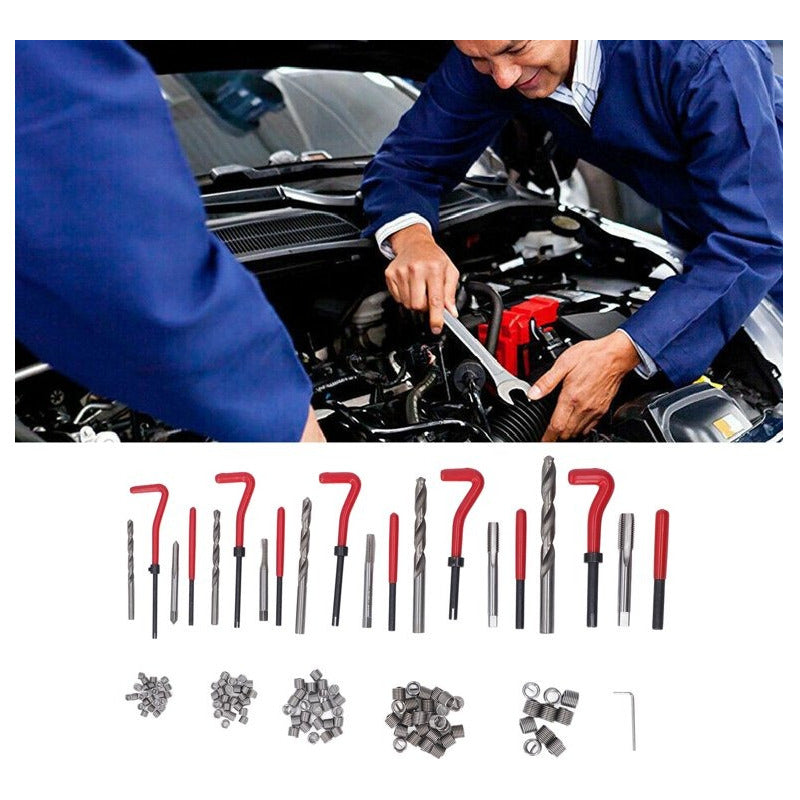 Kit Reparación Roscas Dañadas Insertos Helicoidales Maleta Rojo