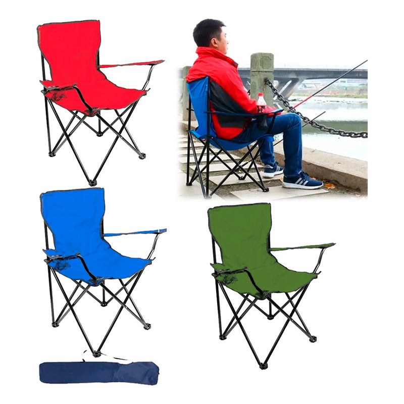 Silla Plegable Con Bolso Con Porta Vasos Resistente