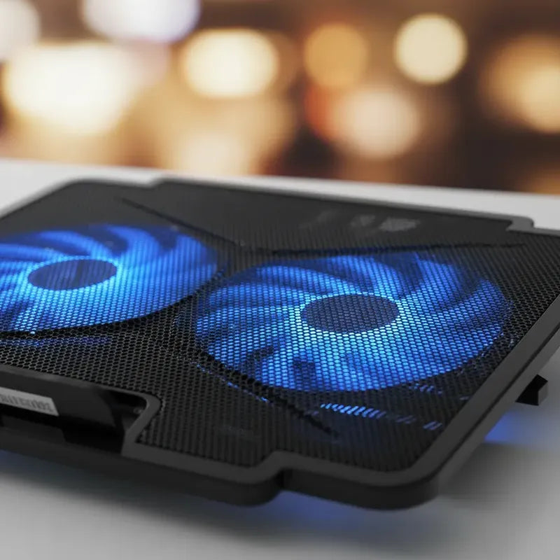 Alzador Pc Enfriador Notebook Mesa Ventilador Cooler Gamer Negro Azul