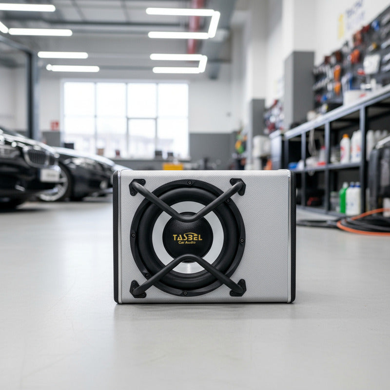 Subwoofer Amplificado 7000w 10 Pulgadas + Kit De Cables Gris