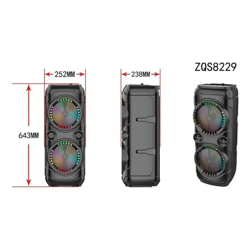 Parlante Bluetooth Portátil Tecnohogar Con Led Y Micrófono 65cm