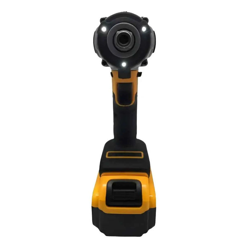 Llave Impacto Con Mandril 2 Baterias Brocas Desatornillador Amarillo 18v 50/60hz
