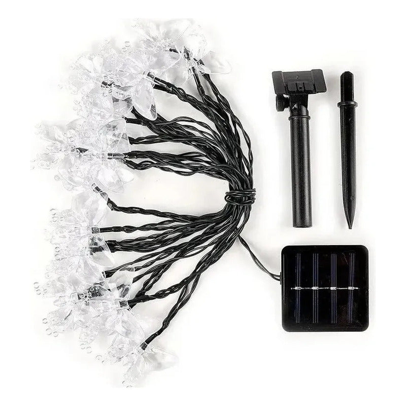 Pack X3 Guirnalda Mariposa Solar Led 5mt Exterior E Interior