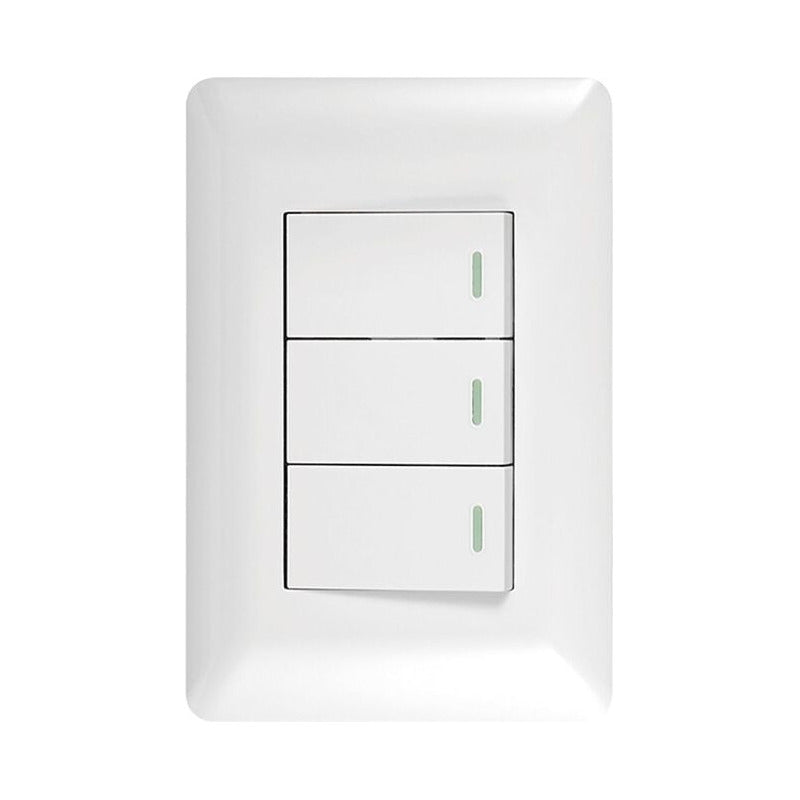 Pack X3 Interruptor Triple On/off 10a 250v Hogar Oficina 10 A 250v Blanco