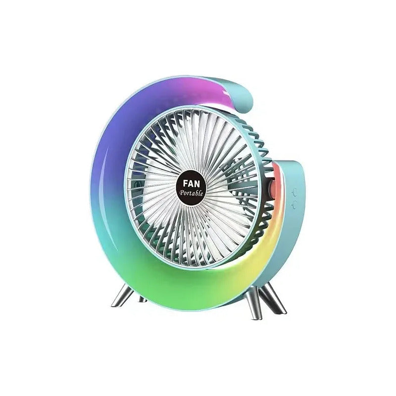 Ventilador De Mesa Con Lámpara Luz Led 2 En 1 Recargable Usb 16.5 Cm 50 Hz/ 60 Hz Blanco Plástico 3