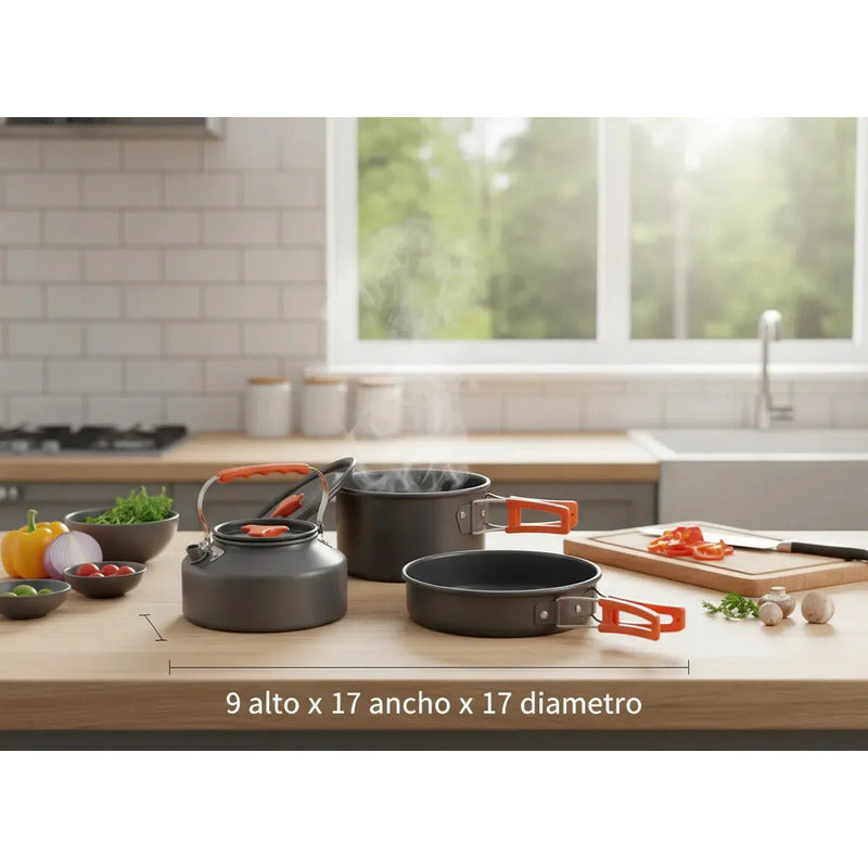 Set Ollas Outdoor Camping Cocina Para 9 En 1 Portátil Antiadherente Kit Cocina Al Aire Libre Picnics Senderismo Mochilero Vajilla Ligera Plegable Bolso Transporte Ideal Tecnohogar Plomo