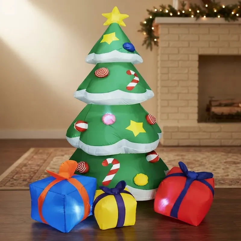 Arbol Pascua Navidad Inflable 1,80mts + Regalos Decorativos Verde