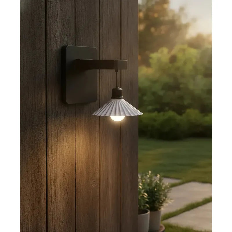 Aplique Solar Exterior De Pared Luz Impermeable Decorativa Negro
