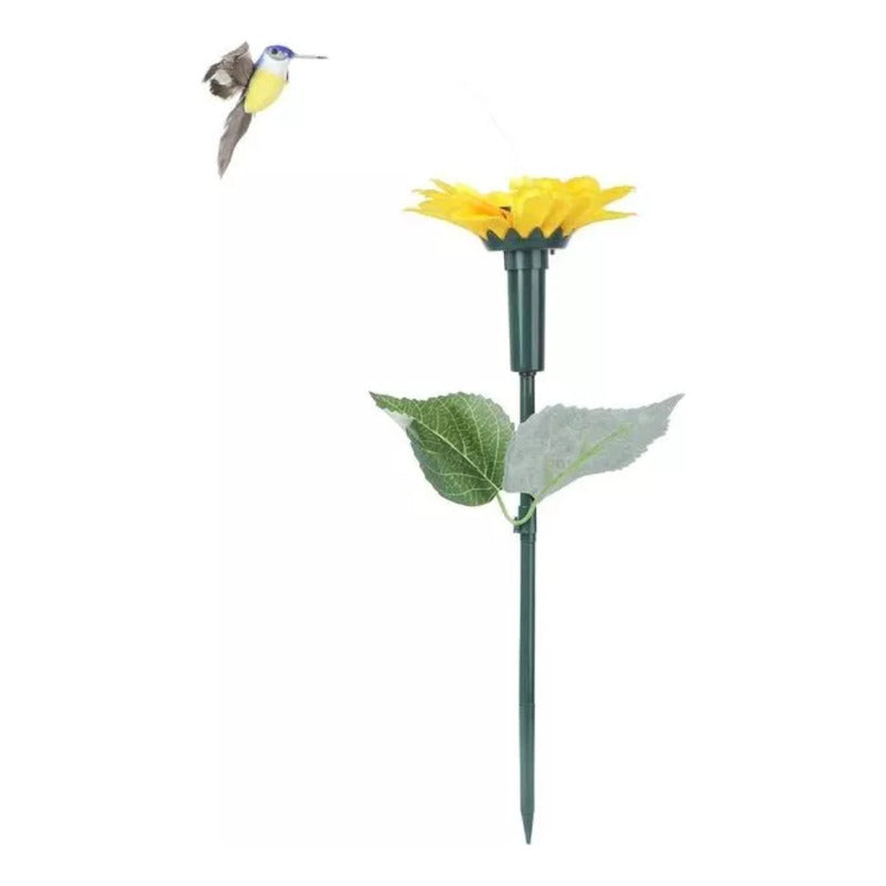 Picaflor En Girasol Estaca Solar Giratoria Colibrí Jardin