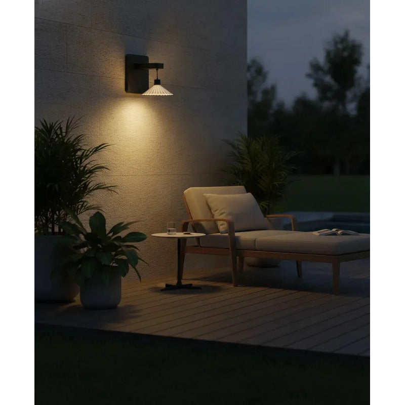 Aplique Solar Exterior De Pared Luz Impermeable Decorativa Negro