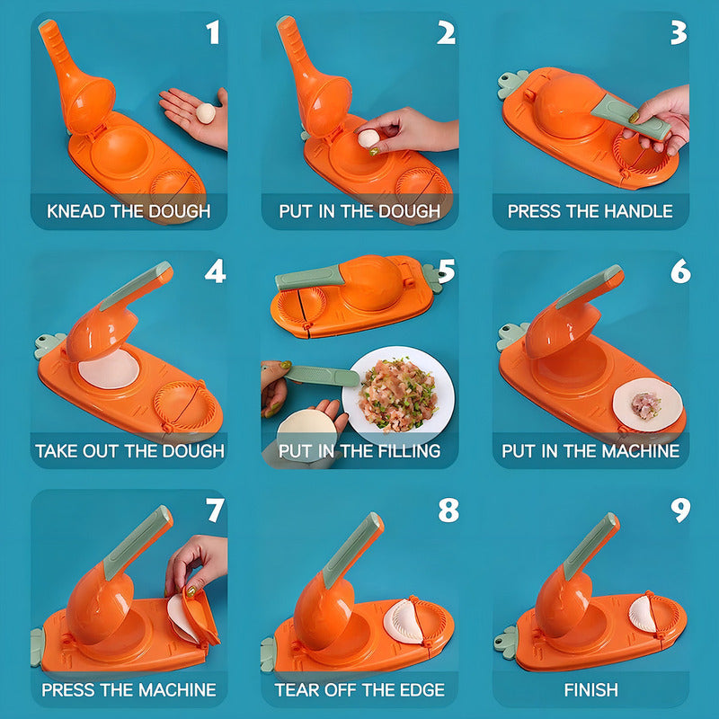 Máquina P/hacer Mini Empanadas Dumplings Prensa Manual 2en1 Color Naranja
