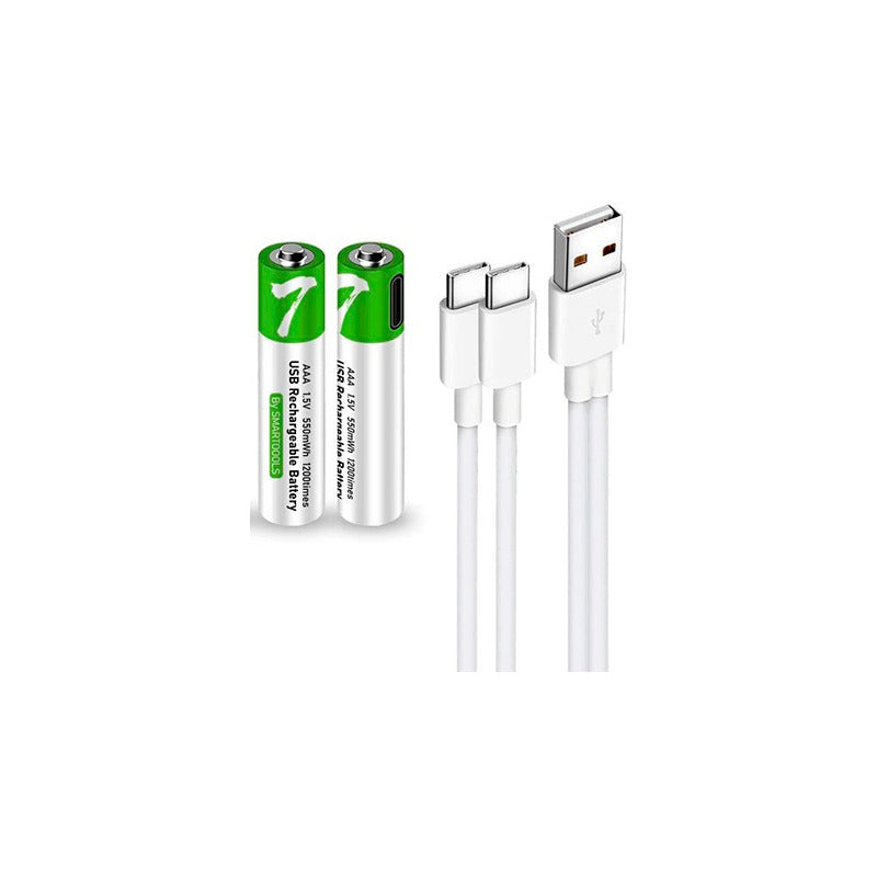Pack X2 Pilas Aaa Litio Recargables Puerto Usb 2000mah 1.5v