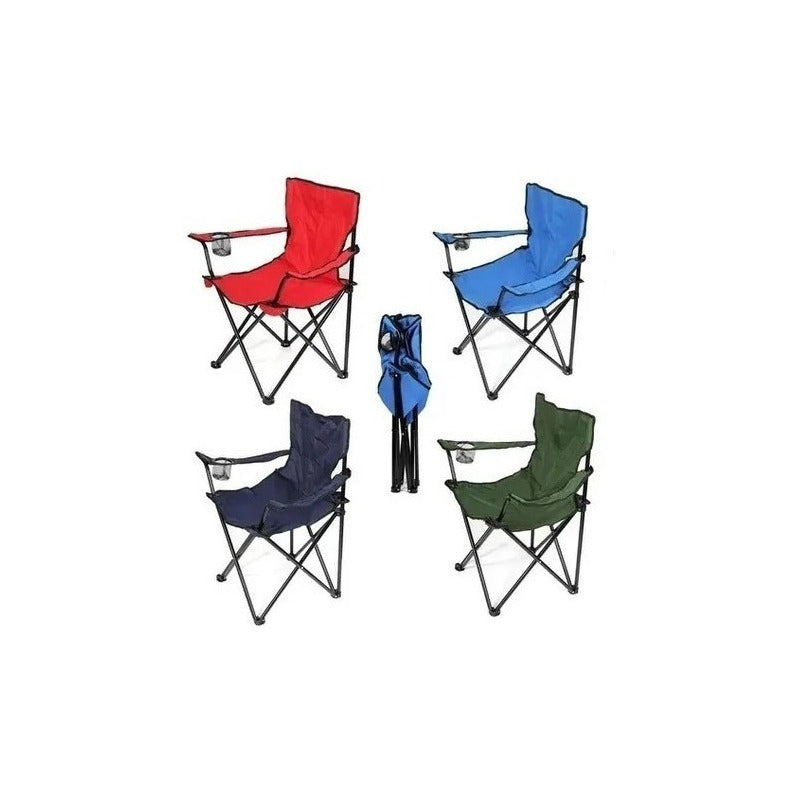 Silla Plegable Con Bolso Con Porta Vasos Resistente