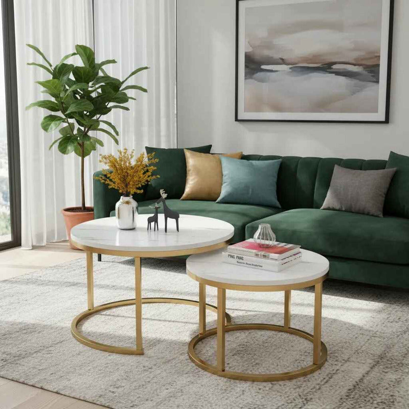 Mesa Doble De Centro Melamina Grande 70x50cm Pequeña 34x40cm Blanco