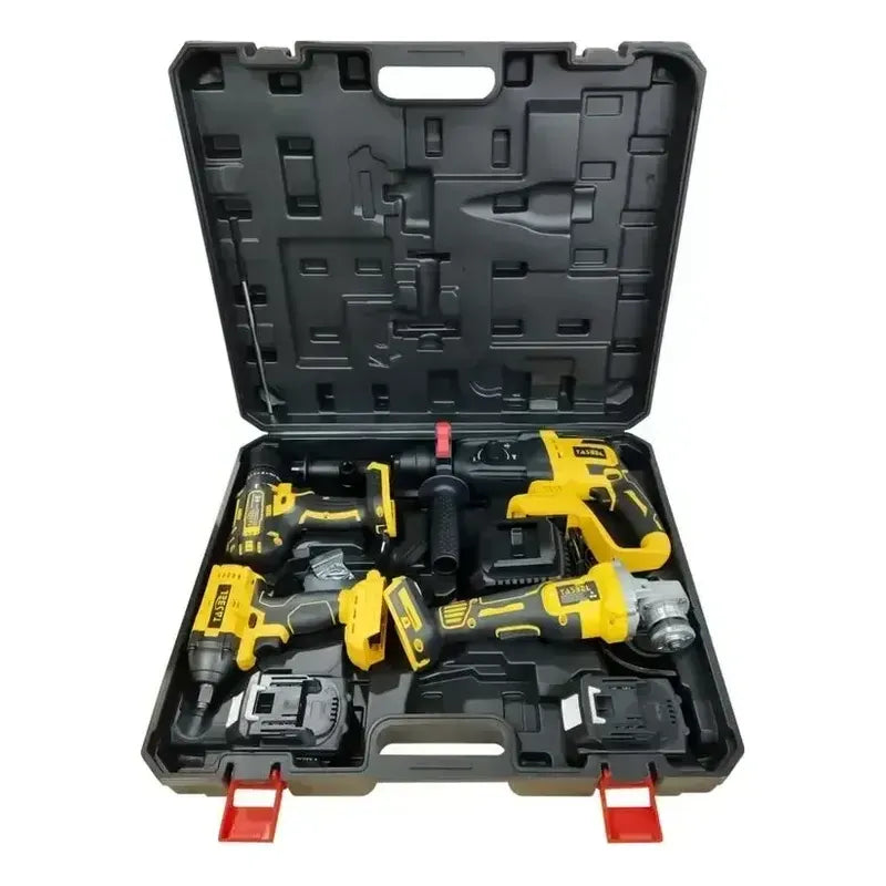 Kit 4 Herramientas Taladro Esmeril Martillo Llave De Impacto