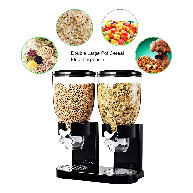 Dispensador De Cereales Doble Cereal Jayma Color Negro